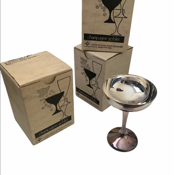 Vintage silver plated Champagne goblets. NIB